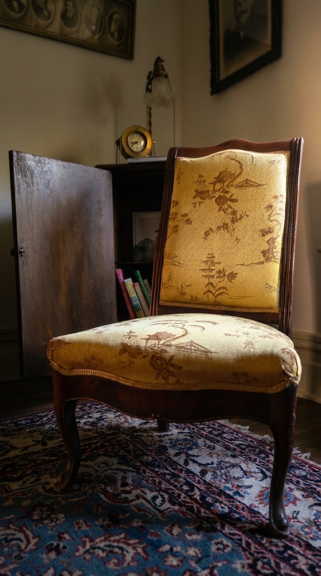 Antique upholstered chair in the History Room